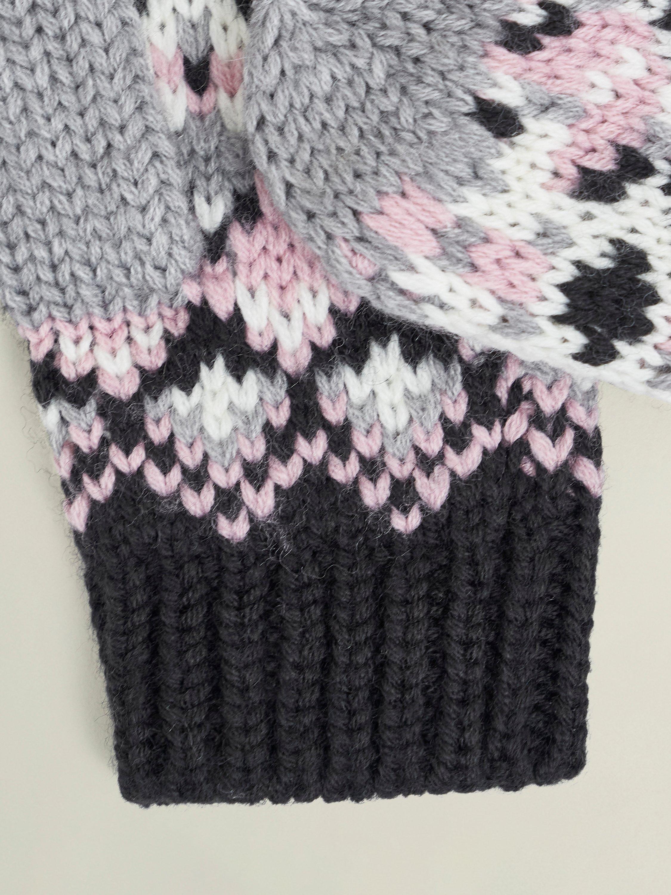 Product image 4 of 4, which shows Hobbs  Deanna Fairisle Mittens, Grey/Multi, One Size