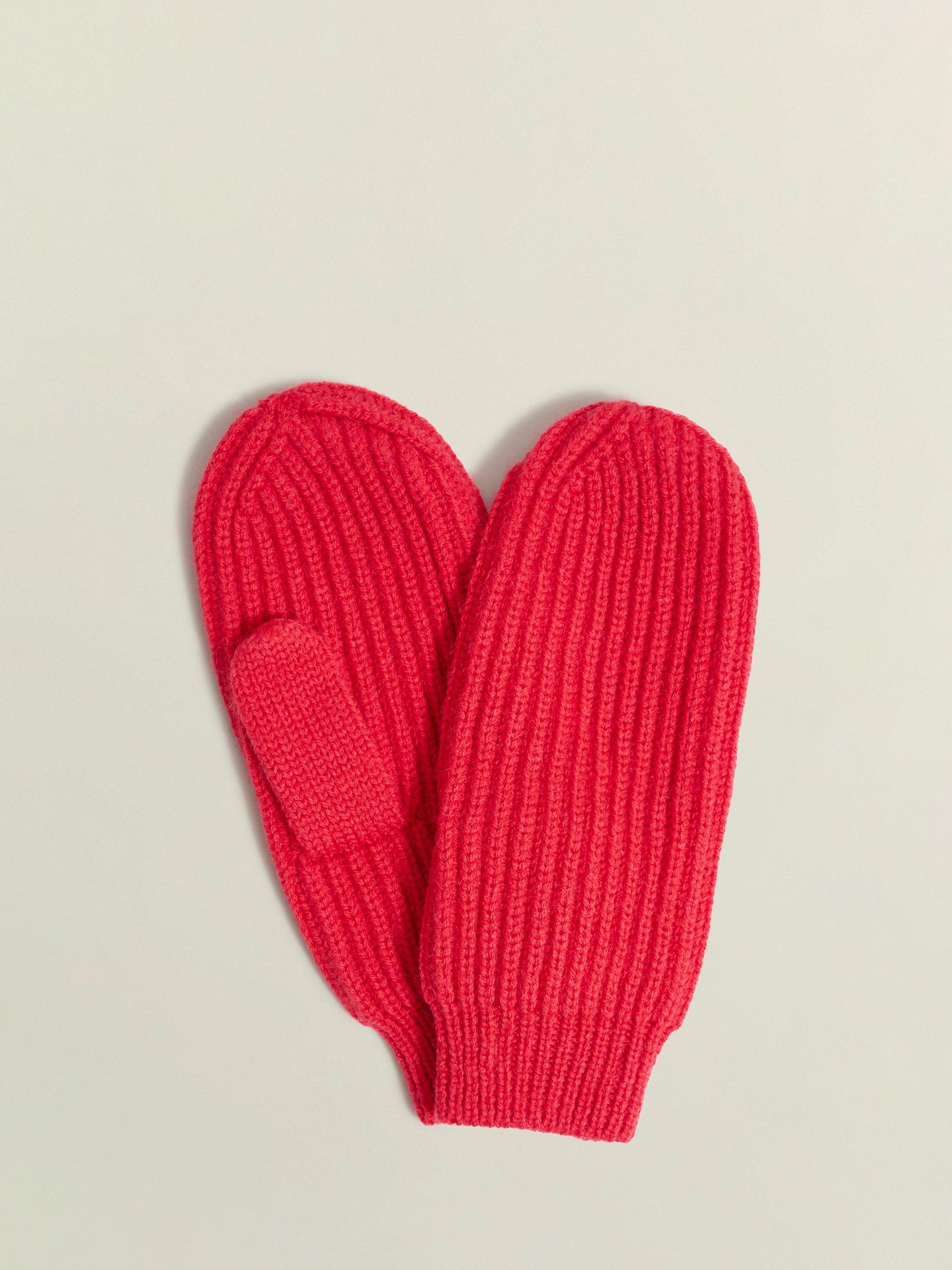 Product image 1 of 5, which shows Hobbs Philipa Wool blend Knit Mittens , Red, One Size