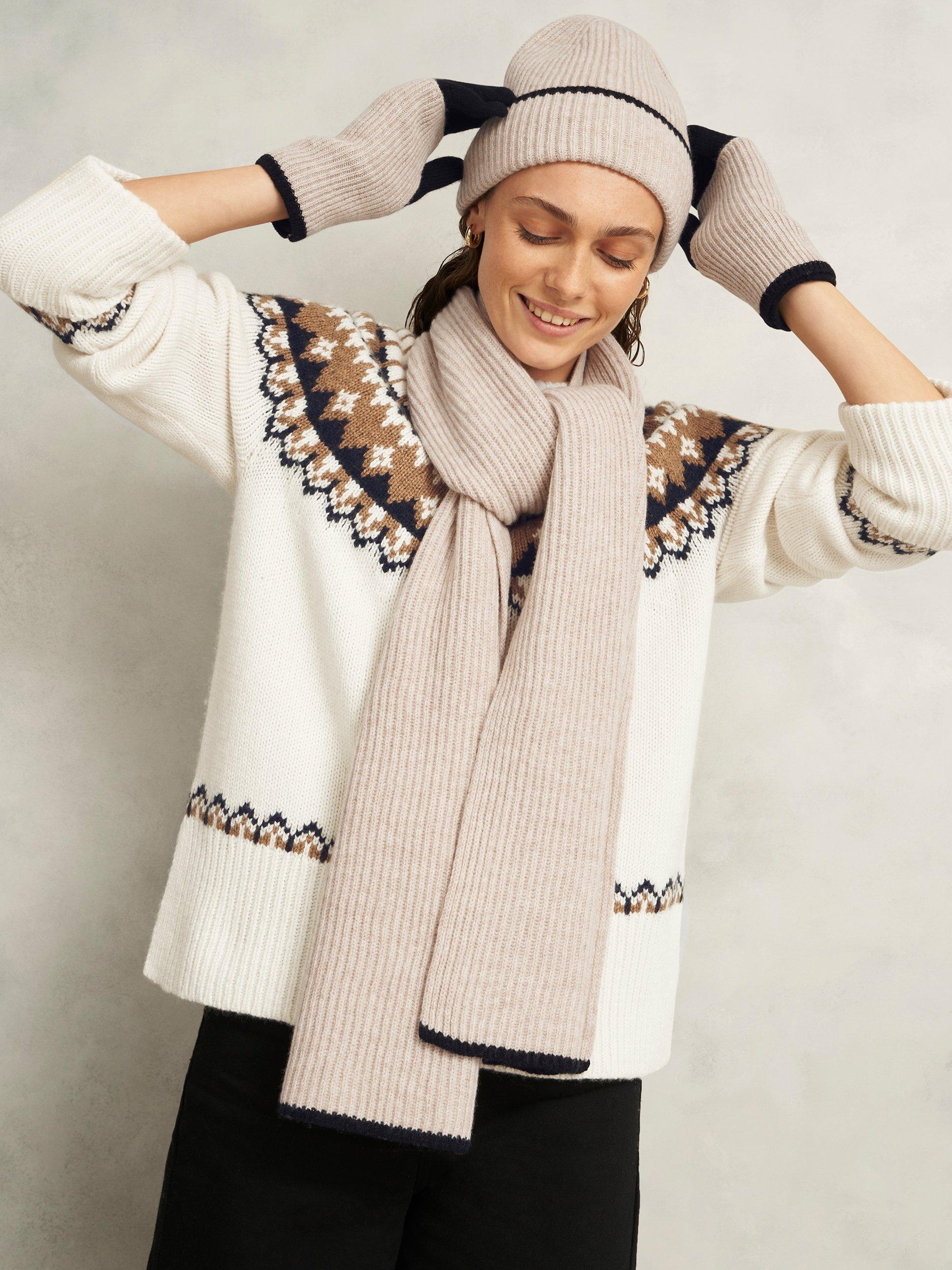 Product image 2 of 3, which shows Hobbs Acacia Wool Blend Scarf, Beige/Black, One Size