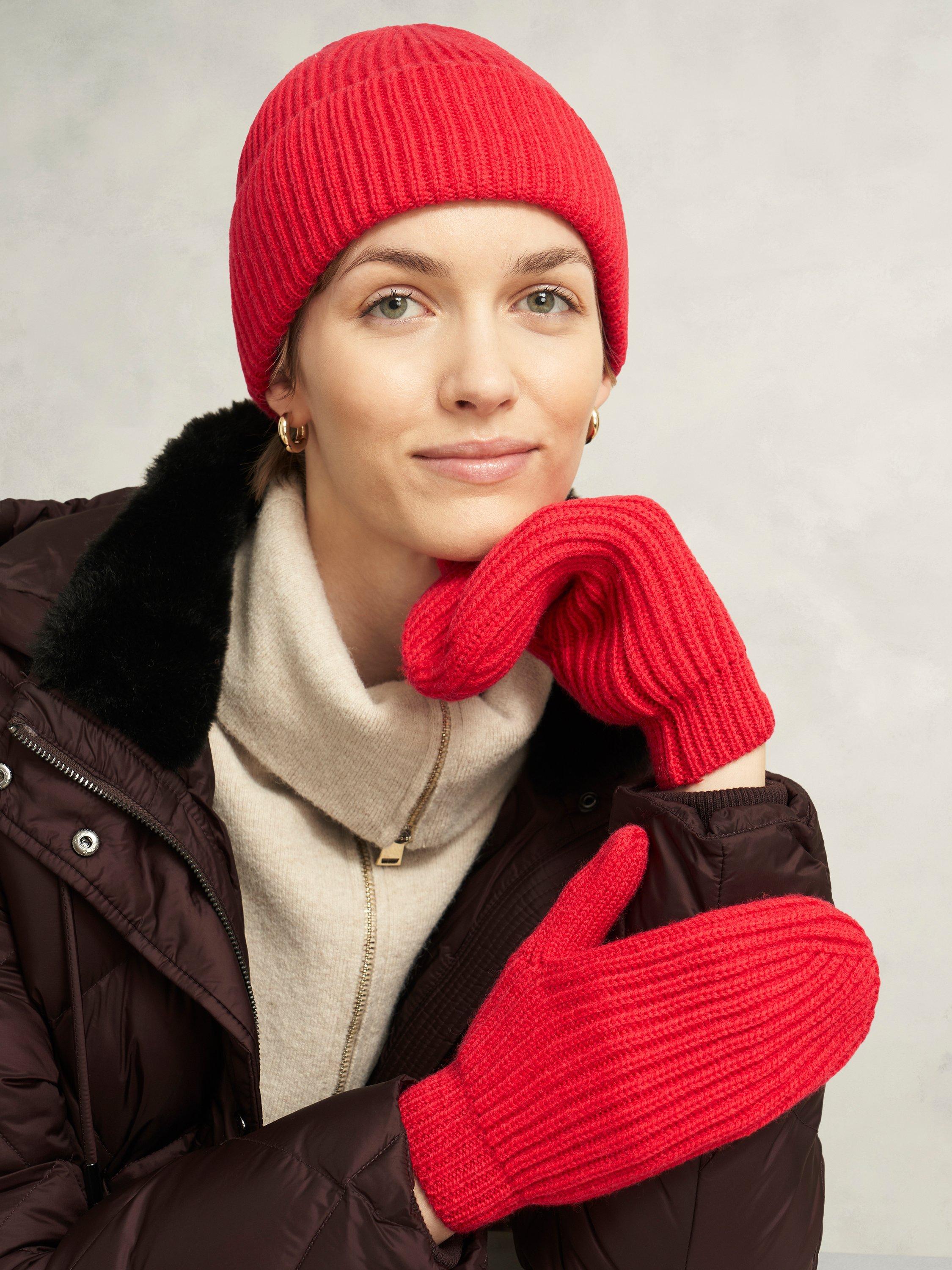 Product image 2 of 3, which shows Hobbs Philipa Knitted Wool Blend Beanie , Red, One Size