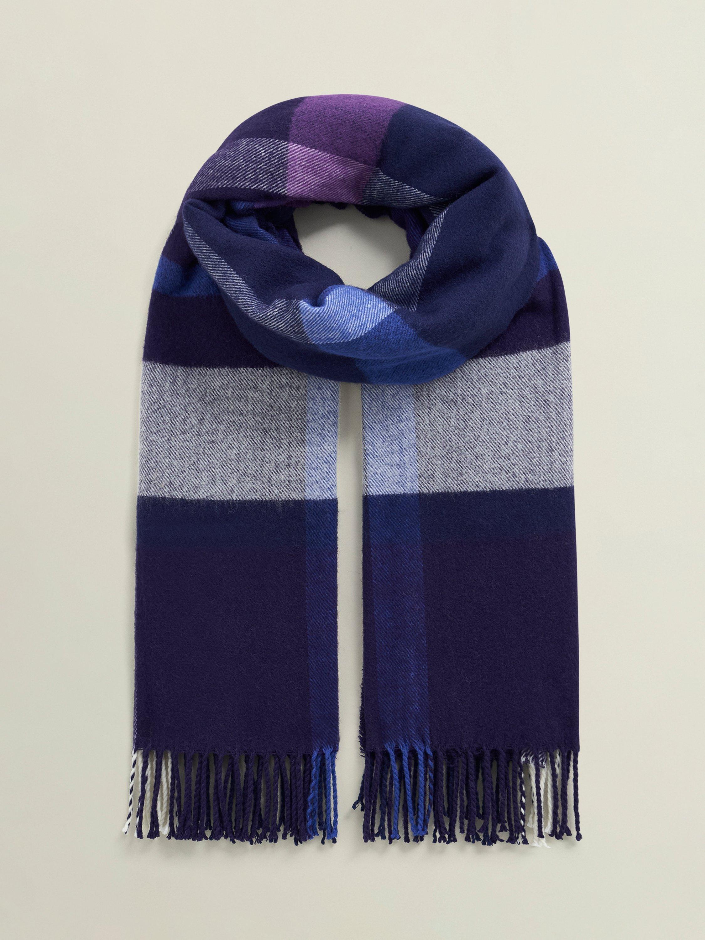 Product image 1 of 3, which shows Hobbs Jess Wool Blend Check Print Scarf, Purple/Multi, One Size