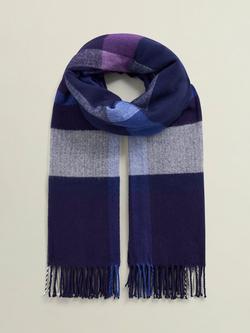 Hobbs Jess Wool Blend Check Print Scarf, Purple/Multi
