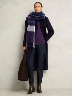 Hobbs Jess Wool Blend Check Print Scarf - view 2, Purple/Multi