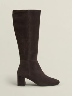 Hobbs Betsy Suede Knee High Boots, Chocolate Brown, Chocolate Brown