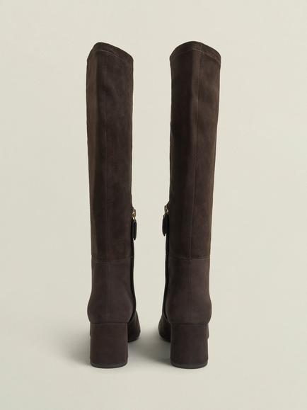 Hobbs Betsy Suede Knee High Boots, Chocolate Brown - view 2, Chocolate Brown