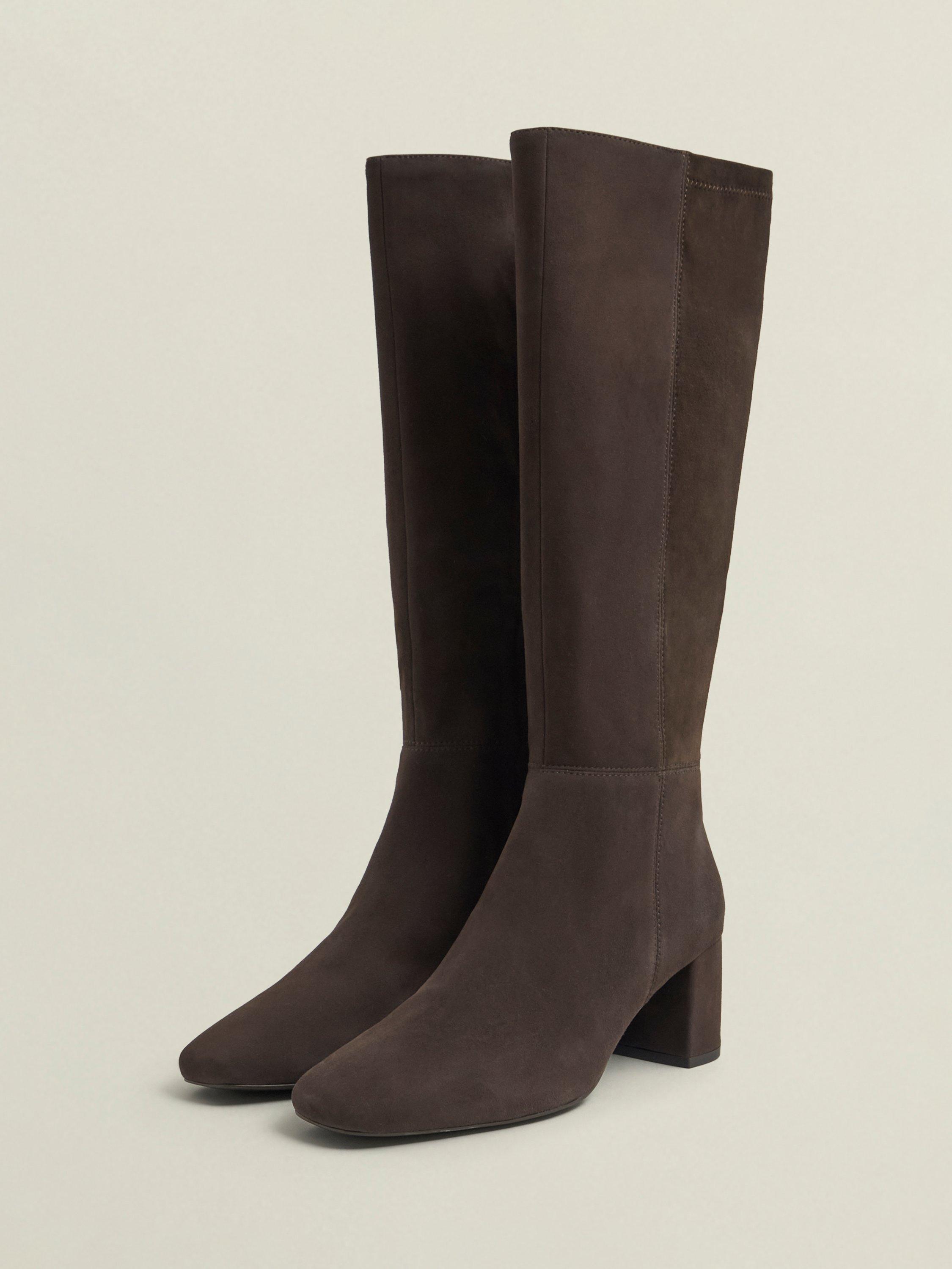 Product image 3 of 6, which shows Hobbs Betsy Suede Knee High Boots, Chocolate Brown, 3