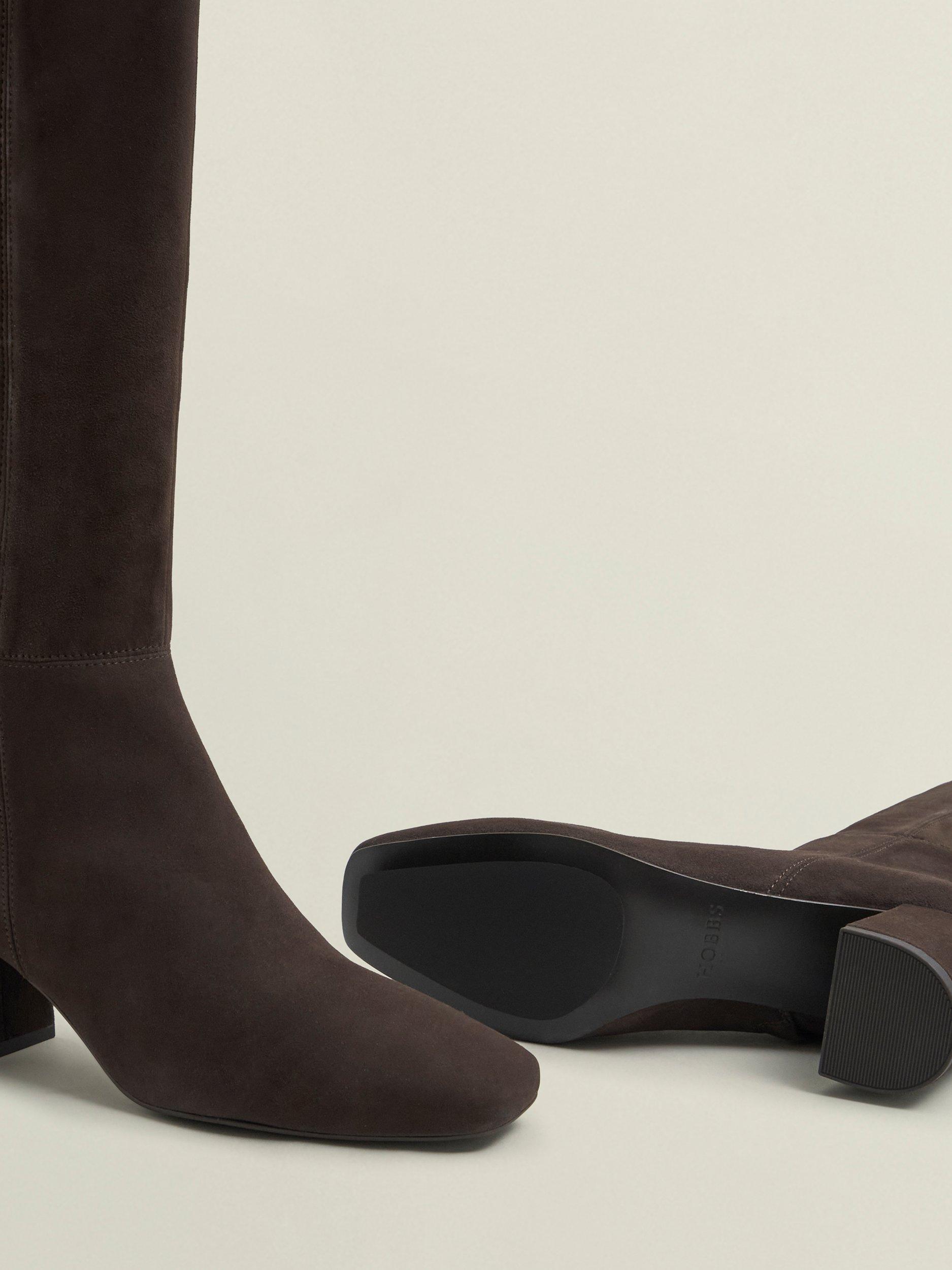 Product image 4 of 6, which shows Hobbs Betsy Suede Knee High Boots, Chocolate Brown, 3
