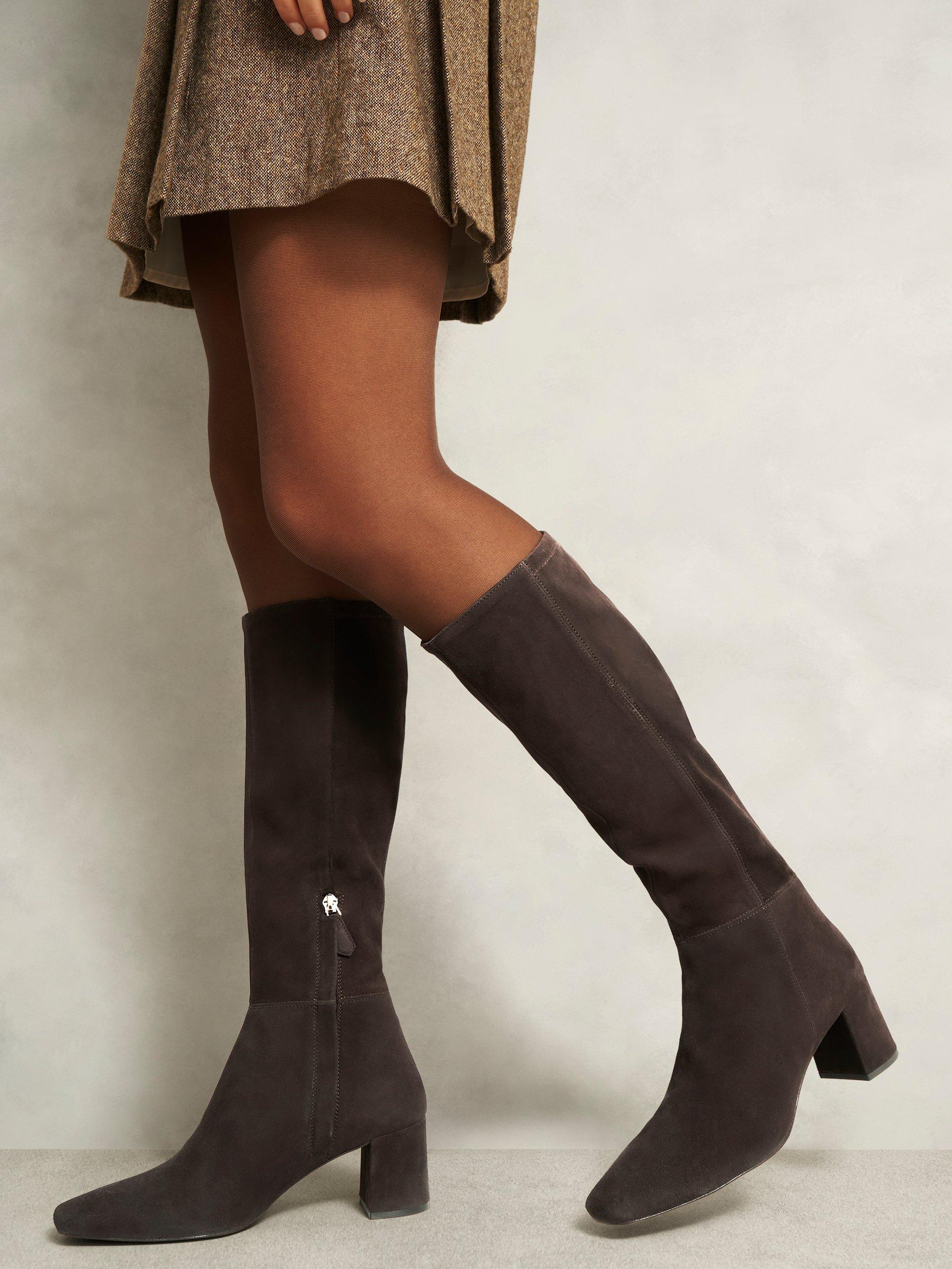 Product image 5 of 6, which shows Hobbs Betsy Suede Knee High Boots, Chocolate Brown, 3