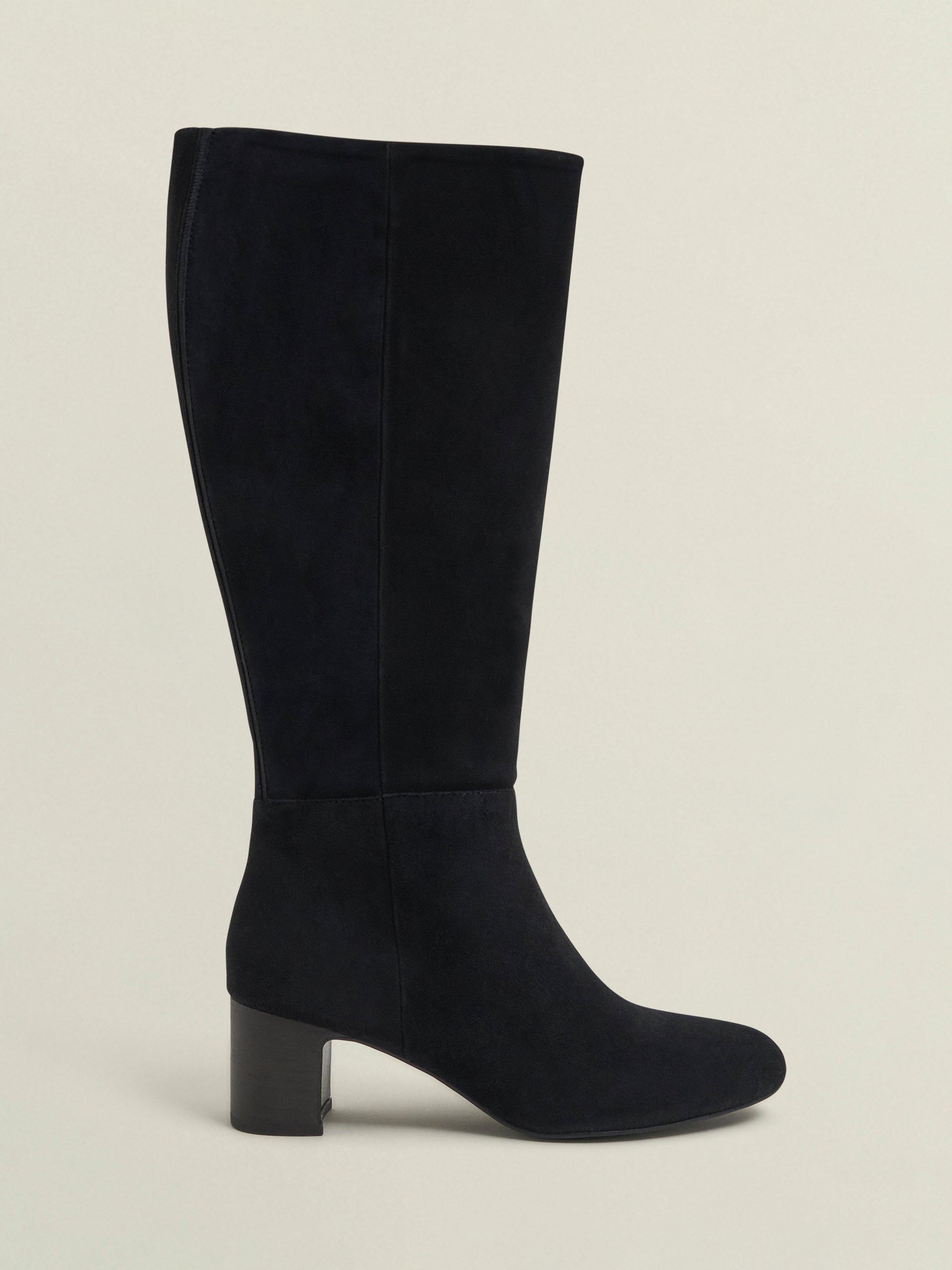 Product image 1 of 6, which shows Hobbs Caroline Suede Knee High Boots, Black, 3