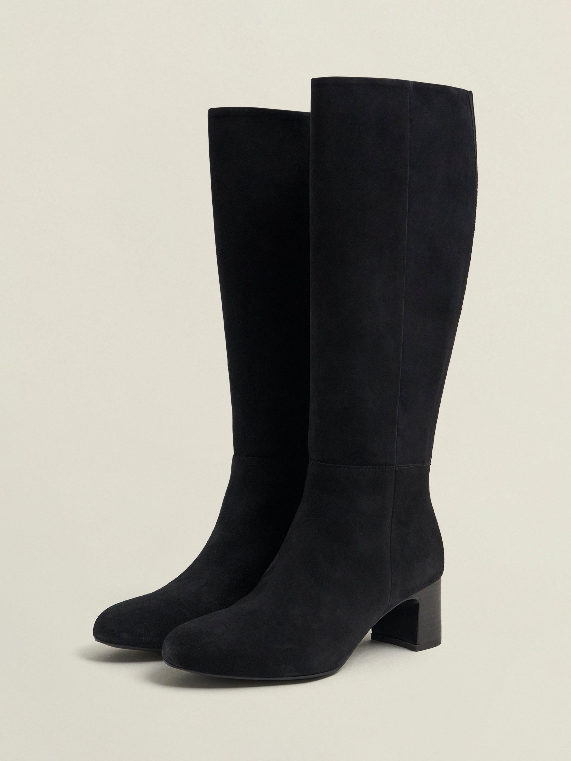 Product image 3 of 6, which shows Hobbs Caroline Suede Knee High Boots, Black, 3