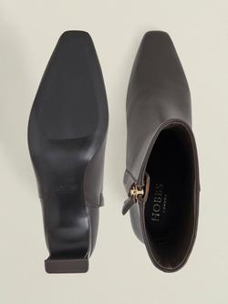 Hobbs Isla Leather Block Heel Ankle Boots, Chocolate Brown - view 2, Chocolate Brown