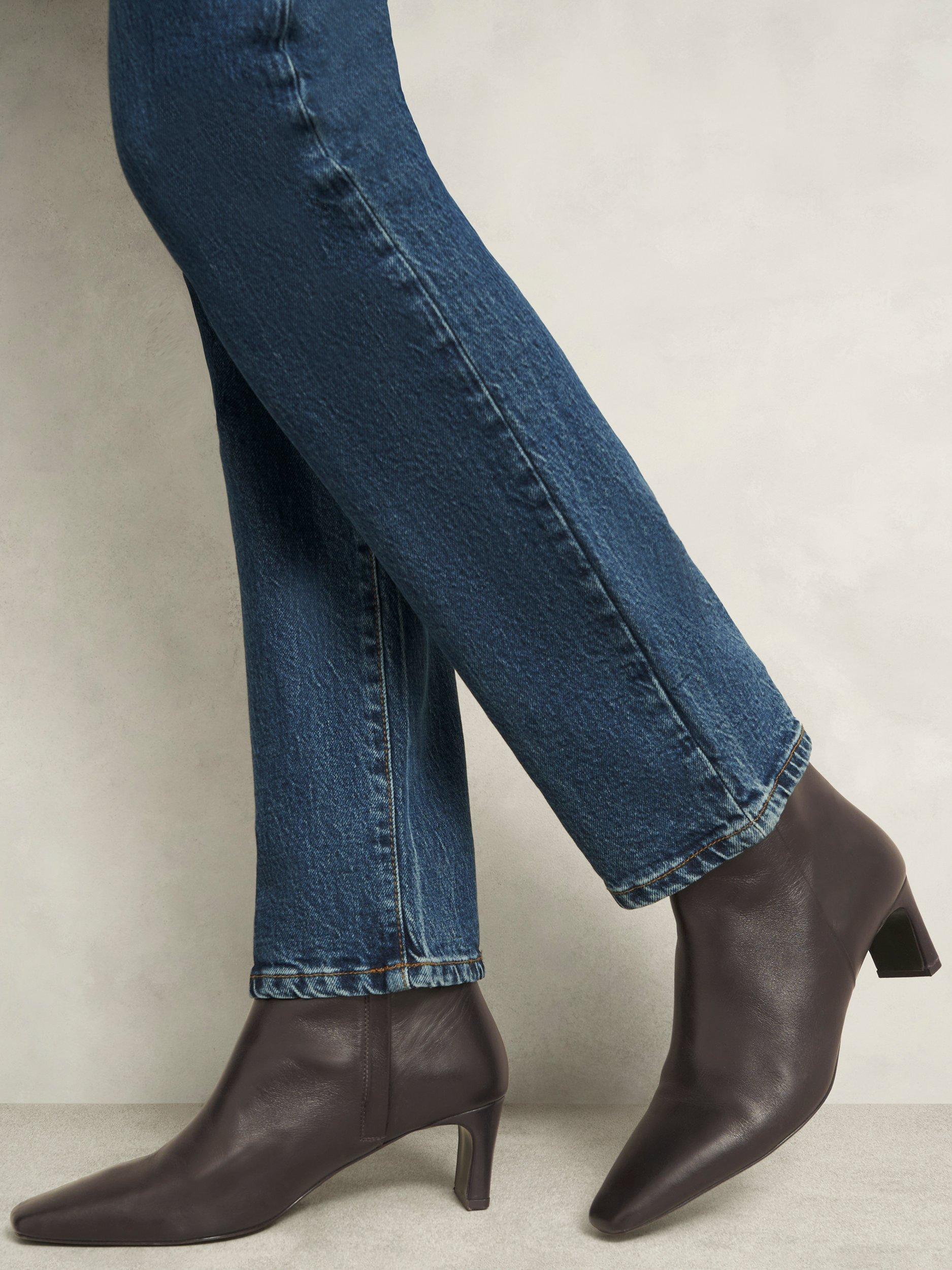 Product image 5 of 6, which shows Hobbs Isla Leather Block Heel Ankle Boots, Chocolate Brown, 7