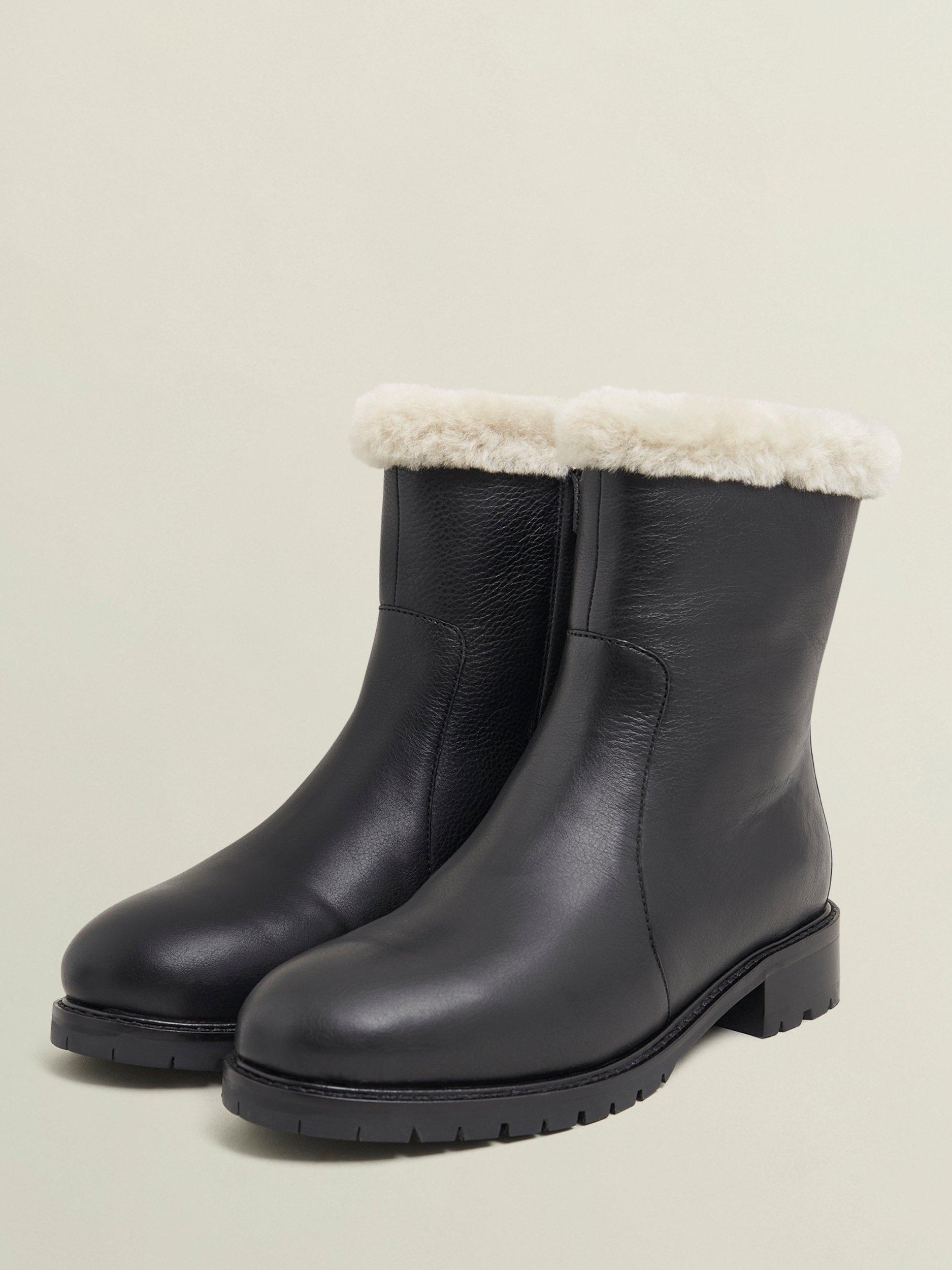 Product image 3 of 6, which shows Hobbs Josie Shearling Leather Ankle Boots, Black, 5