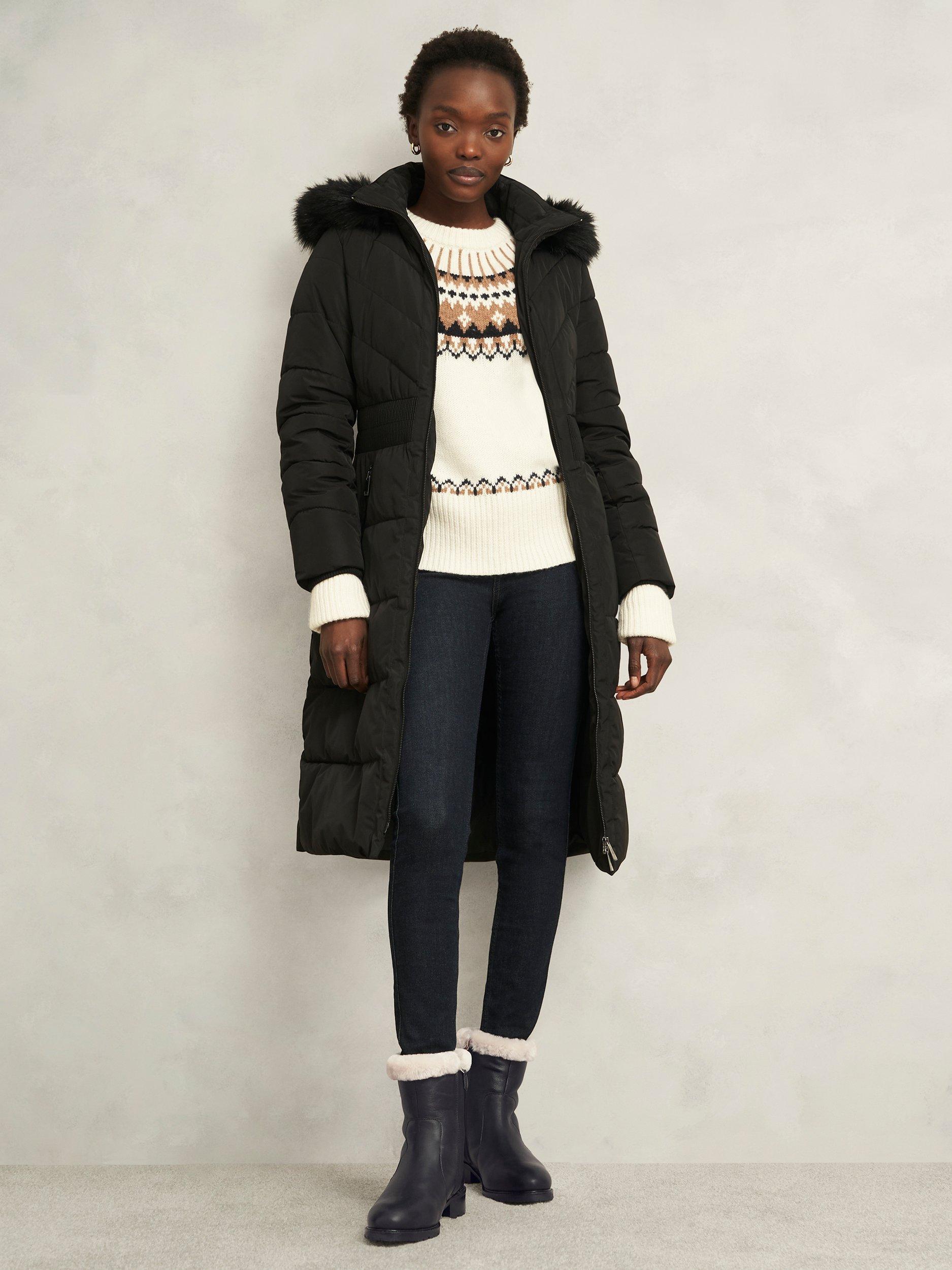 Product image 6 of 6, which shows Hobbs Josie Shearling Leather Ankle Boots, Black, 5