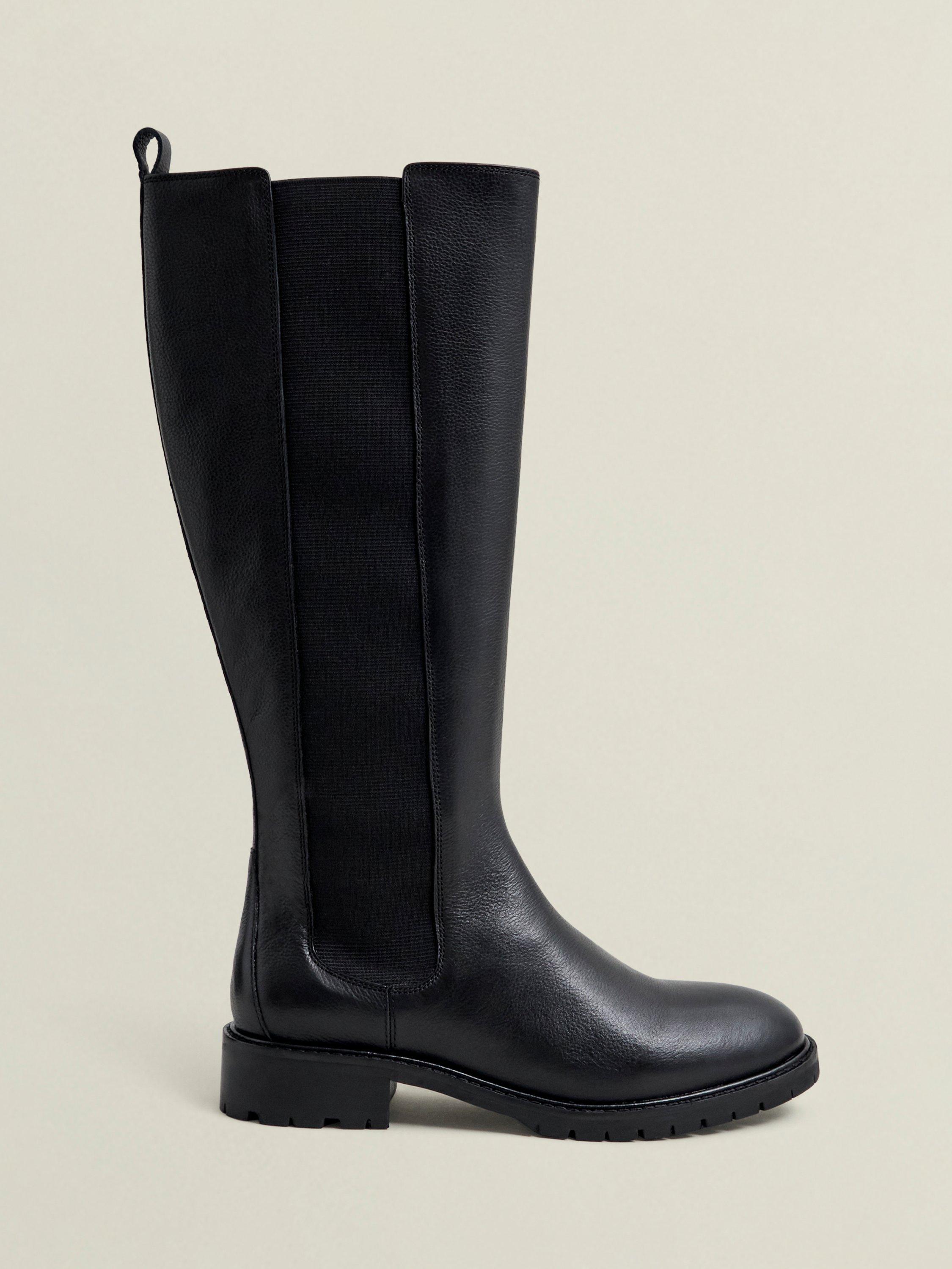 Product image 1 of 6, which shows Hobbs Perrie Leather Knee High Boots, Black, 3