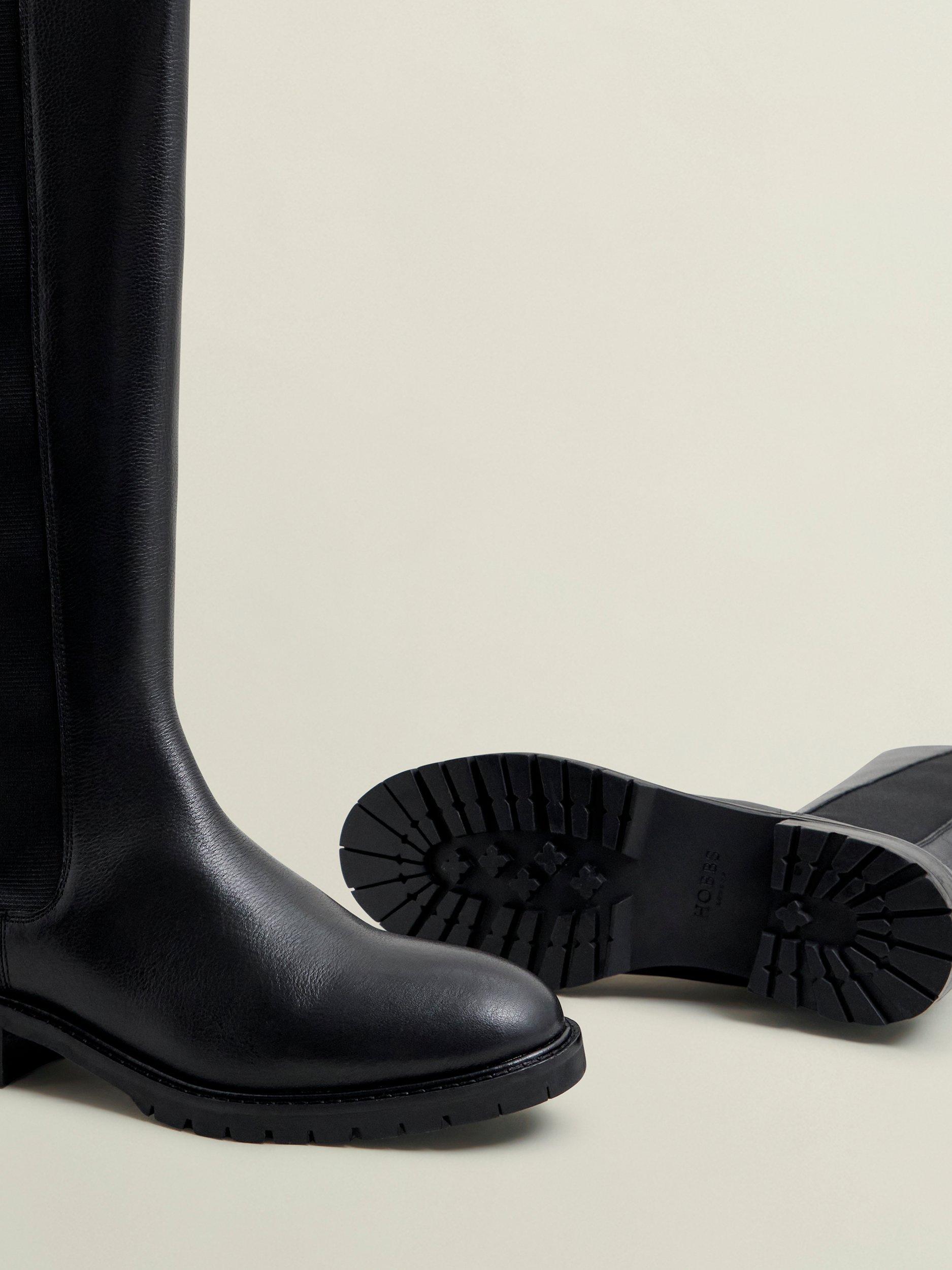 Product image 4 of 6, which shows Hobbs Perrie Leather Knee High Boots, Black, 3