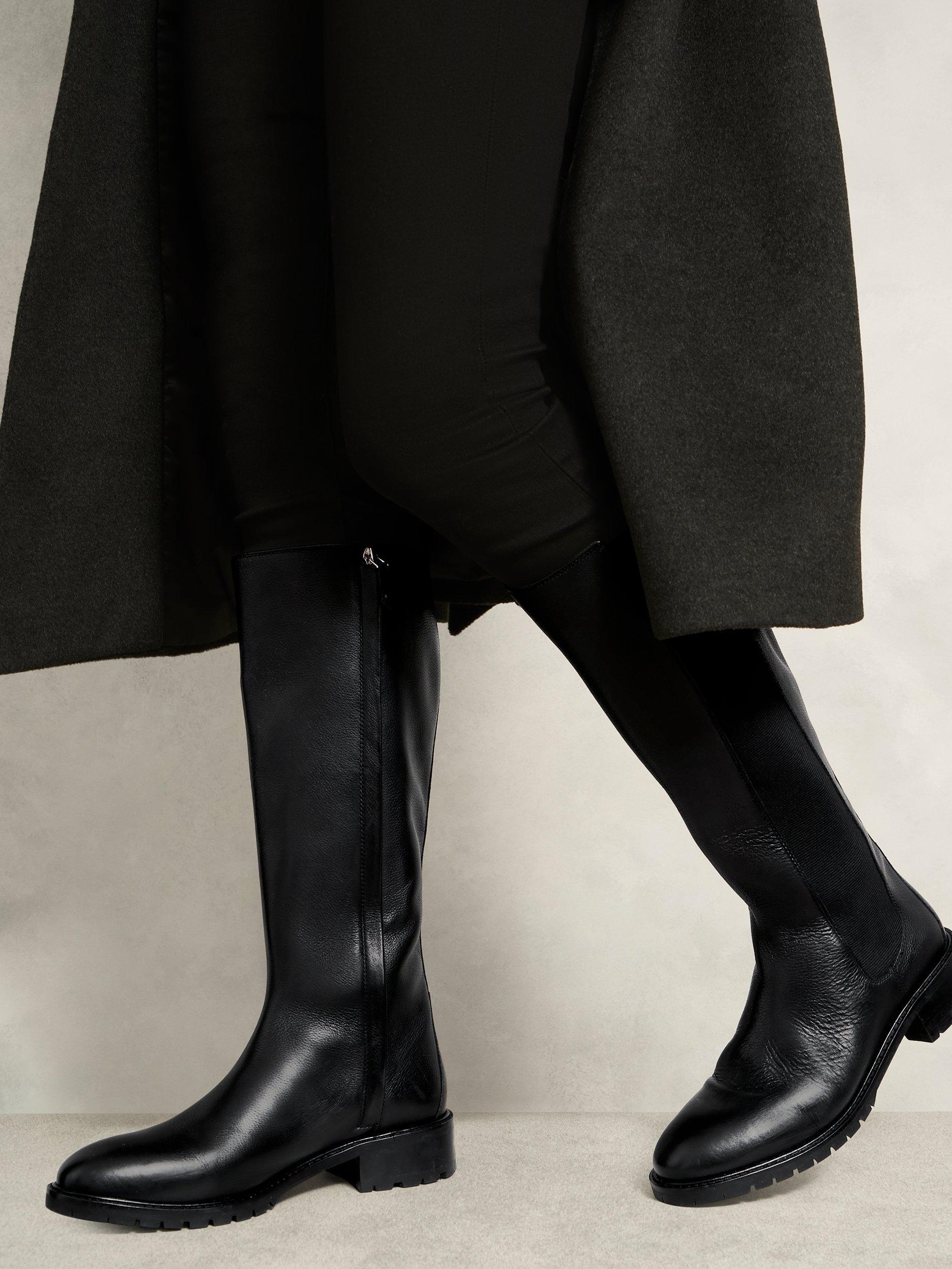 Product image 5 of 6, which shows Hobbs Perrie Leather Knee High Boots, Black, 3