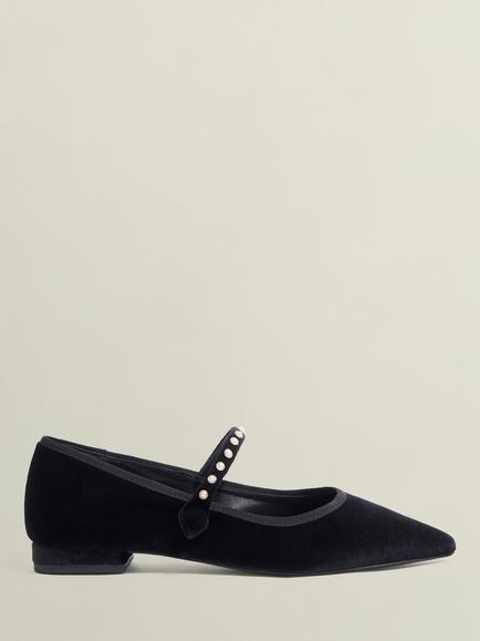 Hobbs Juliana Velvet Ballet Flats, Black, Black