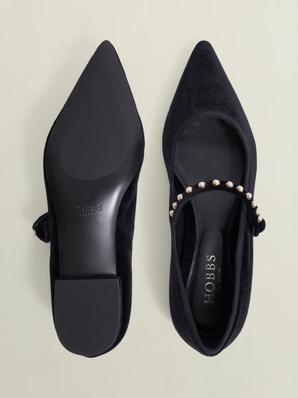 Hobbs Juliana Velvet Ballet Flats, Black - view 2, Black