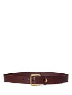Lauren Ralph Lauren Logo-Keeper Leather Belt, Dark Garnet