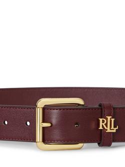 Lauren Ralph Lauren Logo-Keeper Leather Belt - view 2, Dark Garnet
