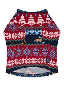Chelsea Peers Fair Isle Pet Pyjama T-Shirt, Navy, Navy
