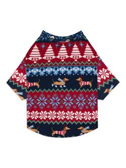 Chelsea Peers Fair Isle Pet Pyjama T-Shirt, Navy - view 2, Navy