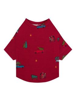 Chelsea Peers Christmas Tree Car Pet T-Shirt, Red, Red