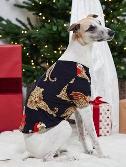 Chelsea Peers Pets Christmas Leopard Print Pyjama T-Shirt, Navy - view 2, Navy