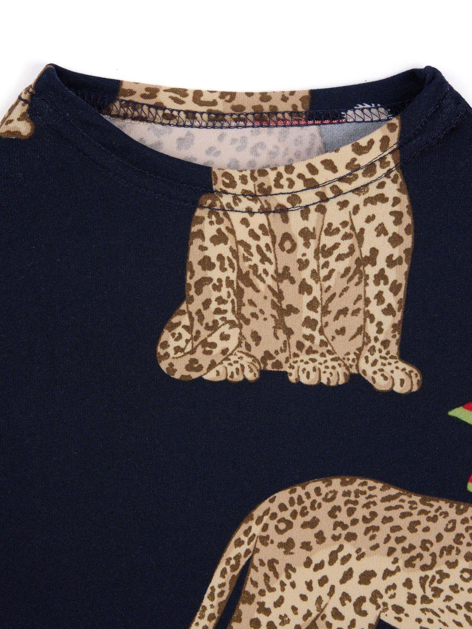 SurBepo Women's Leopard Print Merry Christmas Shirt – Casual Short Sleeve Holiday Graphic Tee (Navy, Small)