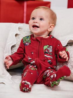 Chelsea Peers Baby Christmas Dog Sleepsuit, Red - view 2, Red