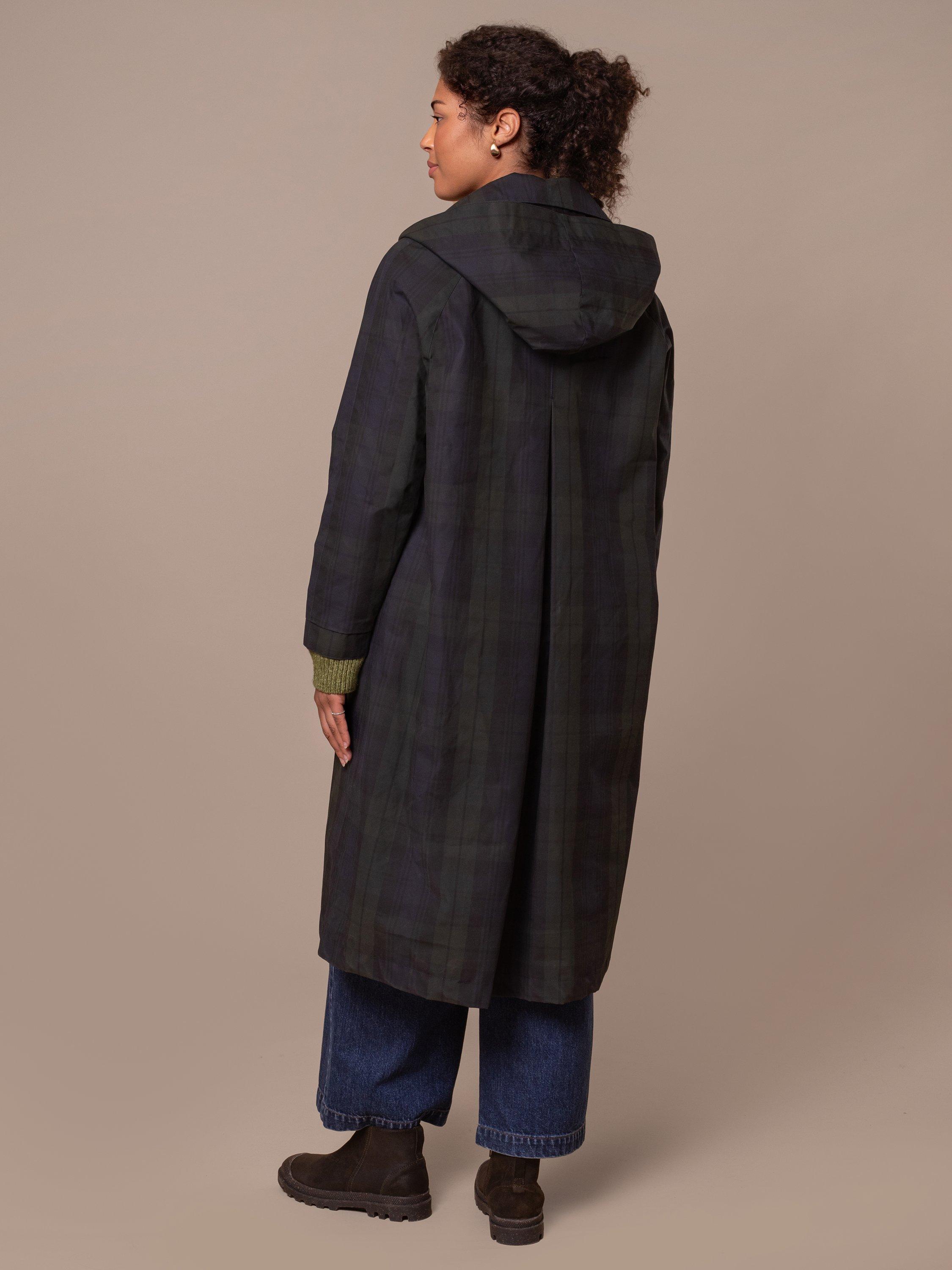 Product image 3 of 11, which shows Celtic & Co. Check Waxed Trench Coat, Blackwatch, 8