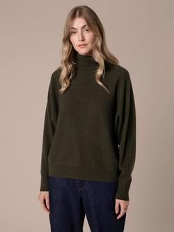 Celtic & Co. Roll Neck Drop Sleeve Pure Wool Jumper, Olive - view 2, Olive