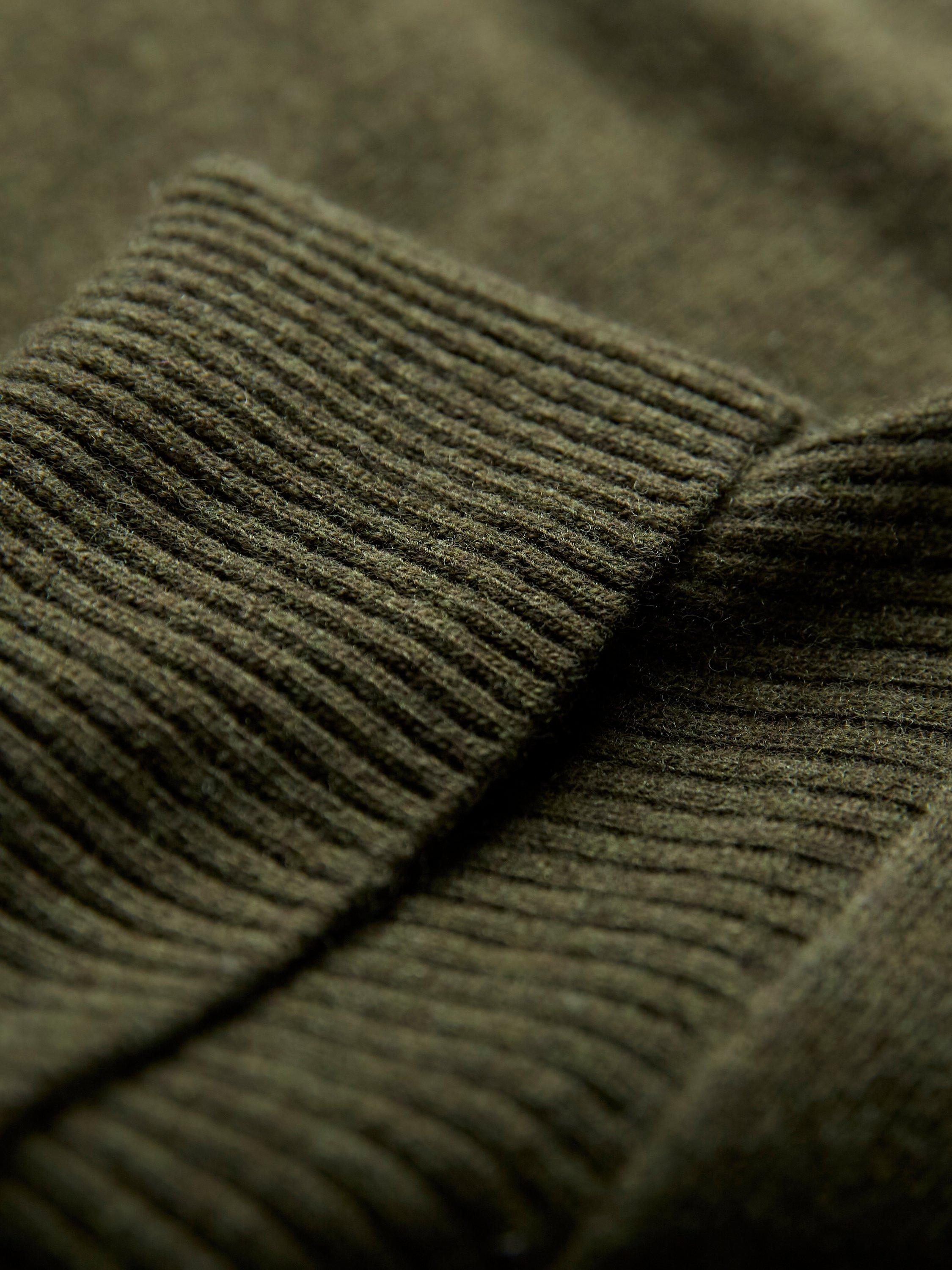 Product image 7 of 8, which shows Celtic & Co. Roll Neck Drop Sleeve Pure Wool Jumper, Olive, XS