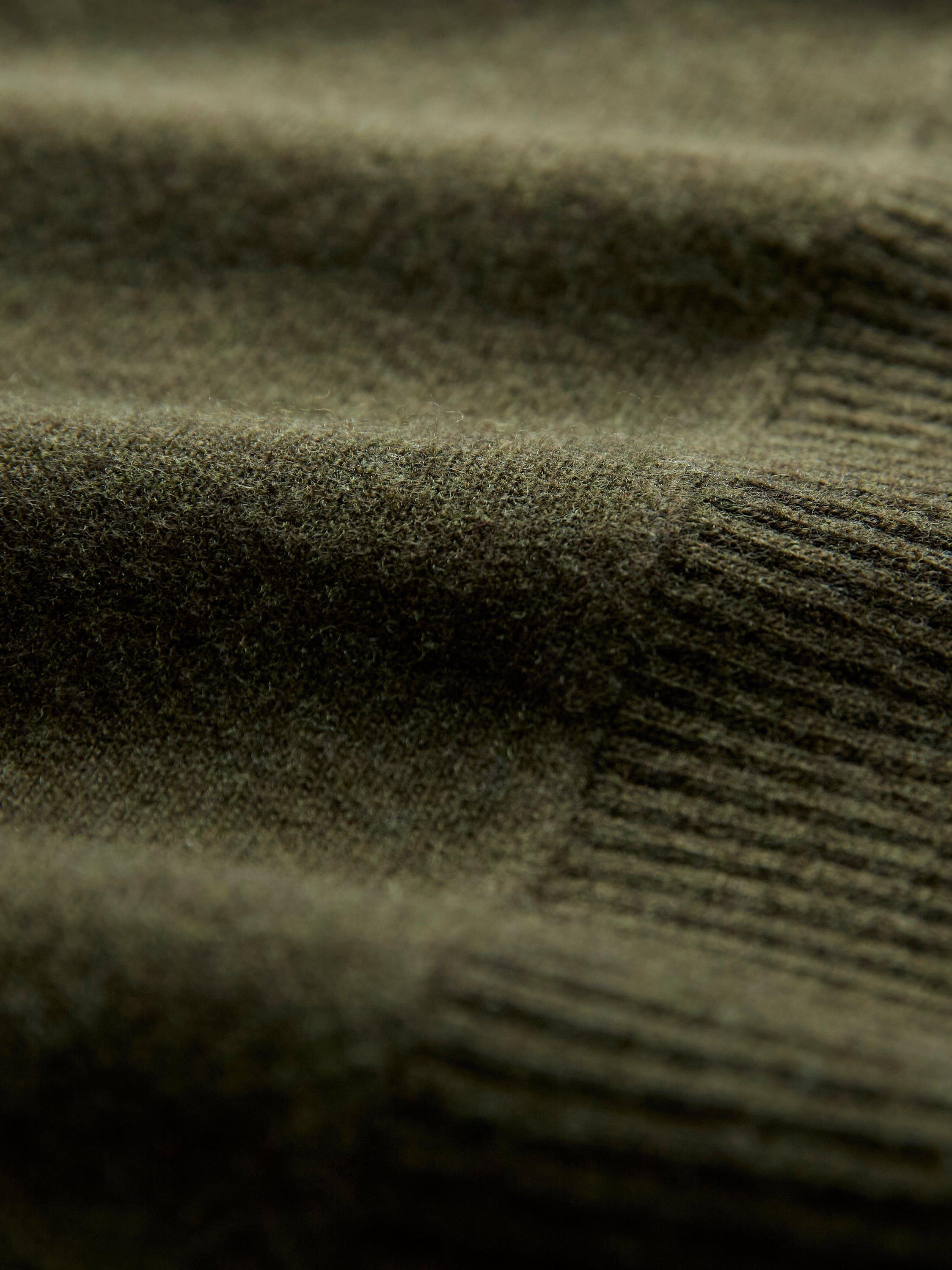 Product image 8 of 8, which shows Celtic & Co. Roll Neck Drop Sleeve Pure Wool Jumper, Olive, XS