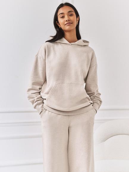Chelsea Peers Back Embroidered Script Sweatshirt, Beige, Beige