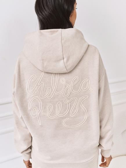 Chelsea Peers Back Embroidered Script Sweatshirt, Beige - view 2, Beige