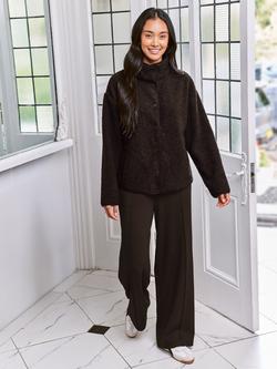 Chelsea Peers Borg Fleece Jacket, Brown - view 2, Brown