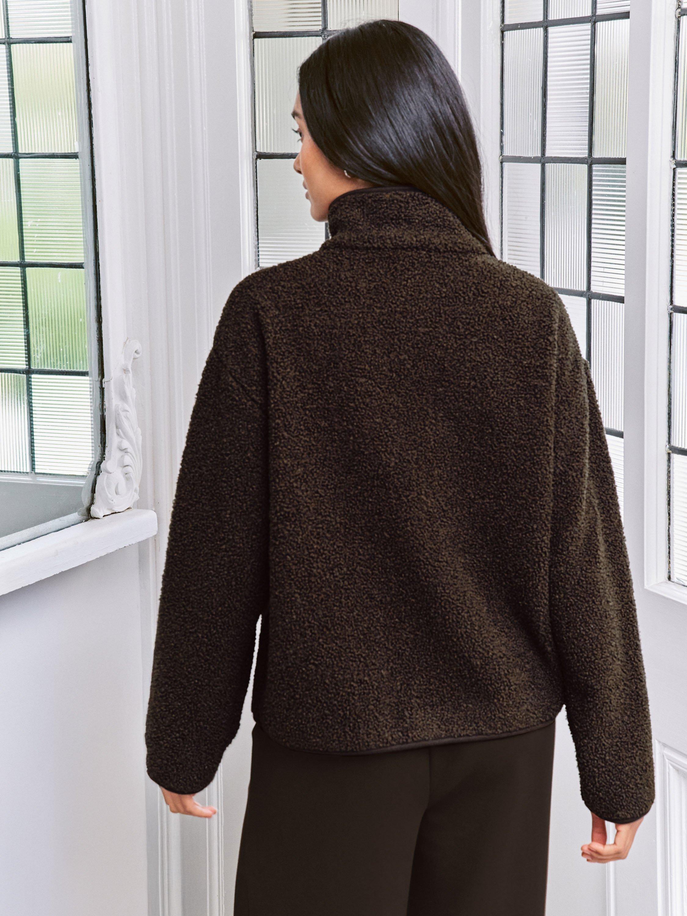 Product image 3 of 6, which shows Chelsea Peers Borg Fleece Jacket, Brown, 6