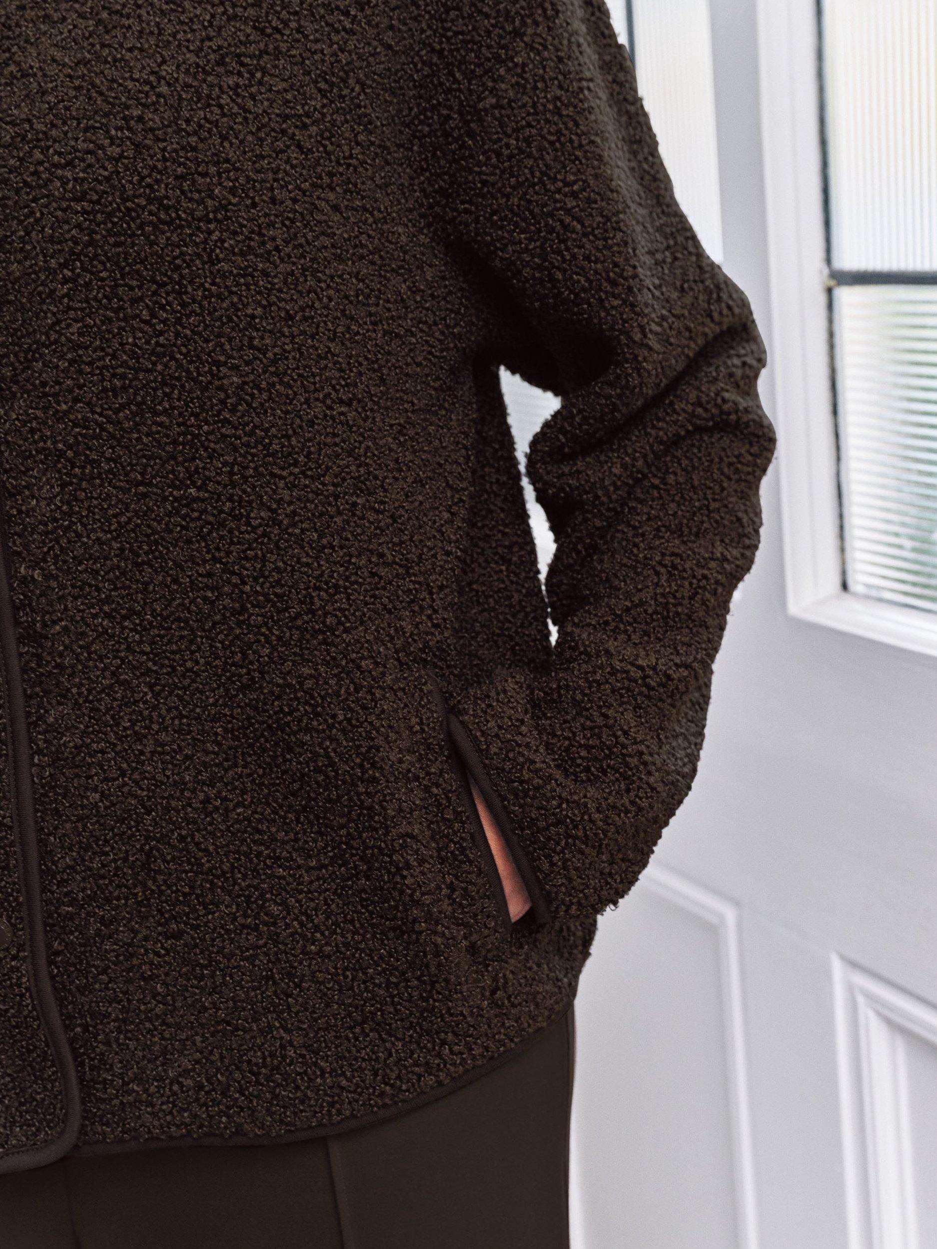 Product image 5 of 6, which shows Chelsea Peers Borg Fleece Jacket, Brown, 6