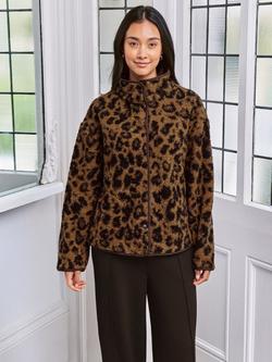 Chelsea Peers Borg Fleece Leopard Print Jacket, Multi, Multi