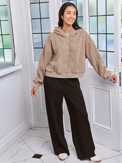 Chelsea Peers Borg Fleece Zip Up Hoodie - view 2, Camel