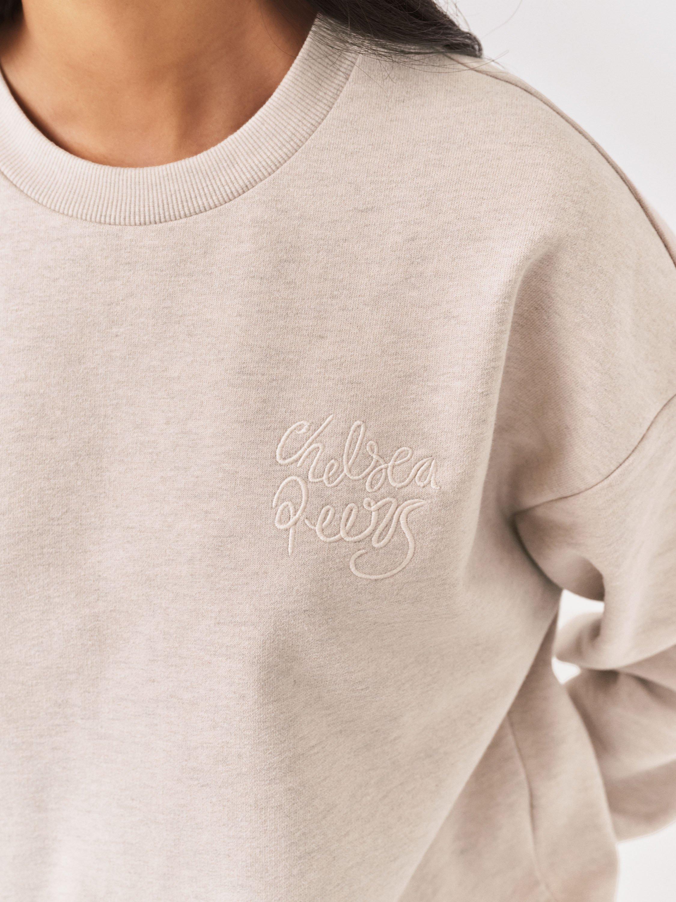 Product image 3 of 6, which shows Chelsea Peers Embroidered Script Sweatshirt, Beige, 10