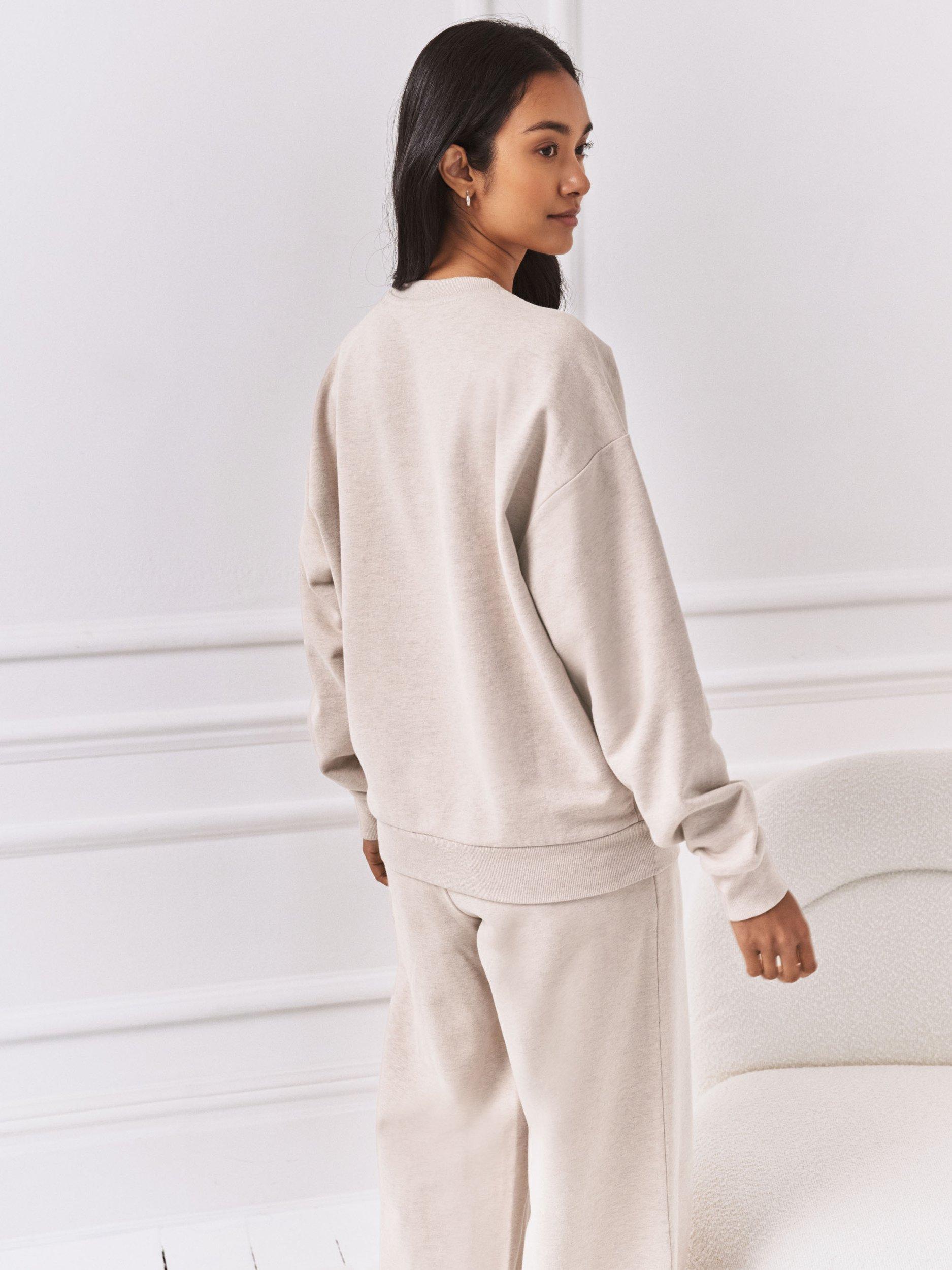 Product image 4 of 6, which shows Chelsea Peers Embroidered Script Sweatshirt, Beige, 10