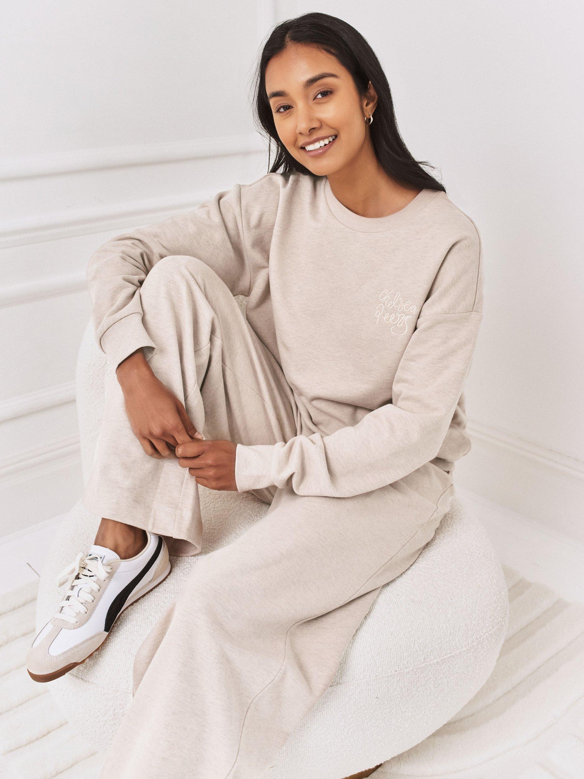 Product image 5 of 6, which shows Chelsea Peers Embroidered Script Sweatshirt, Beige, 10