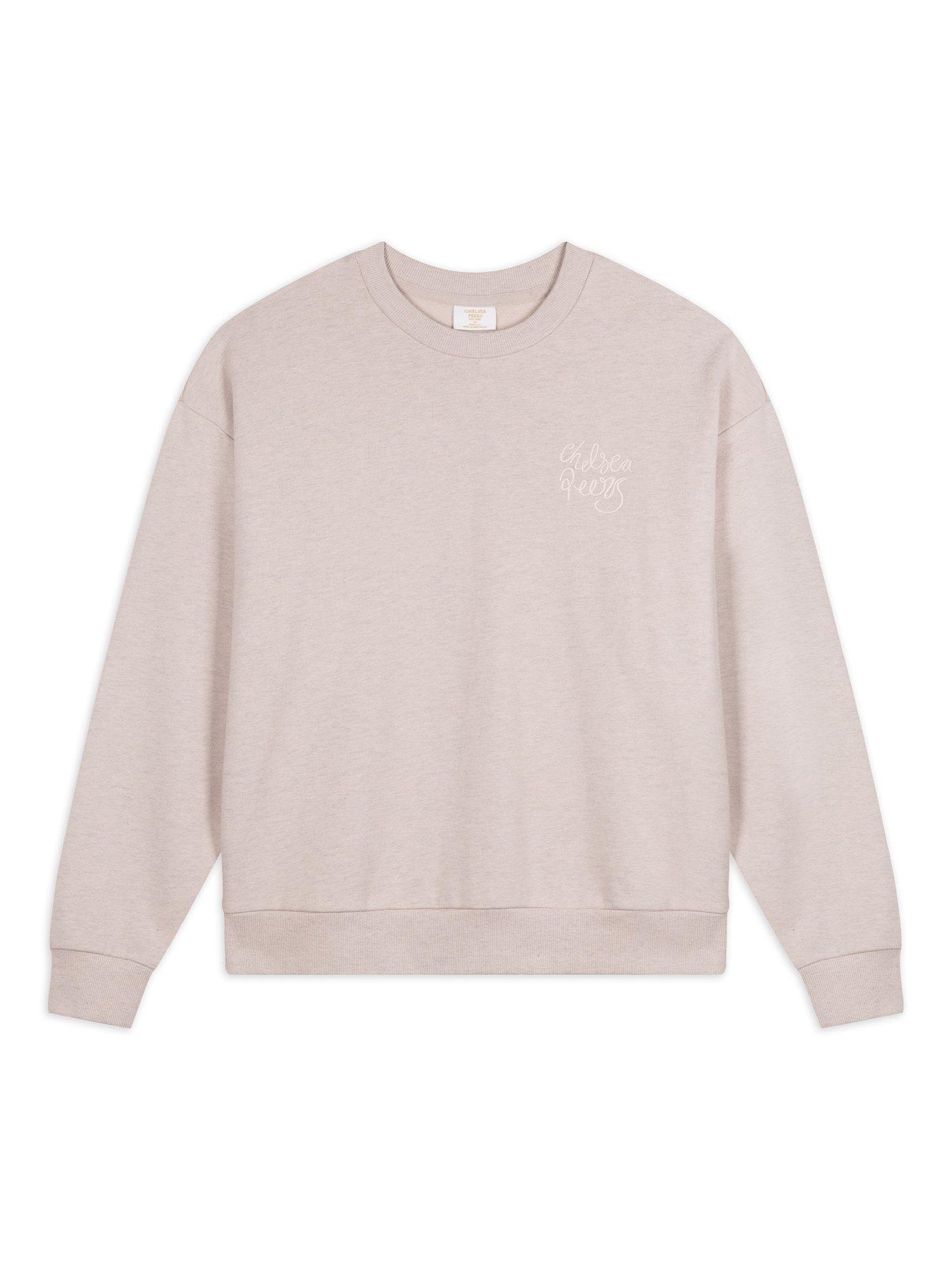 Product image 6 of 6, which shows Chelsea Peers Embroidered Script Sweatshirt, Beige, 10
