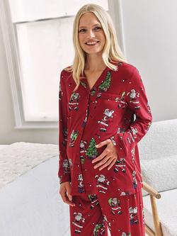 Chelsea Peers Santa Snowball Long Maternity Pyjama Set, Red - view 2, Red