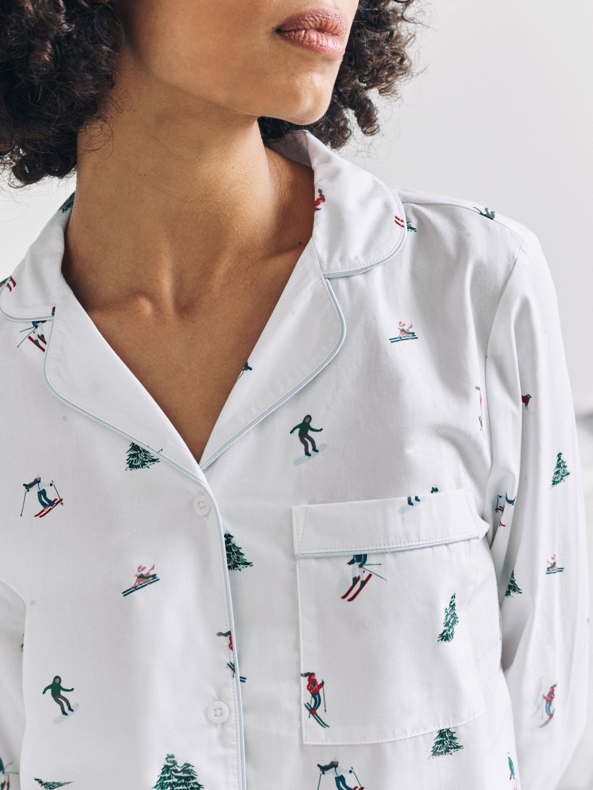 Product image 6 of 7, which shows Chelsea Peers Ski Holiday Button Through Long Pyjama Set, White, 10