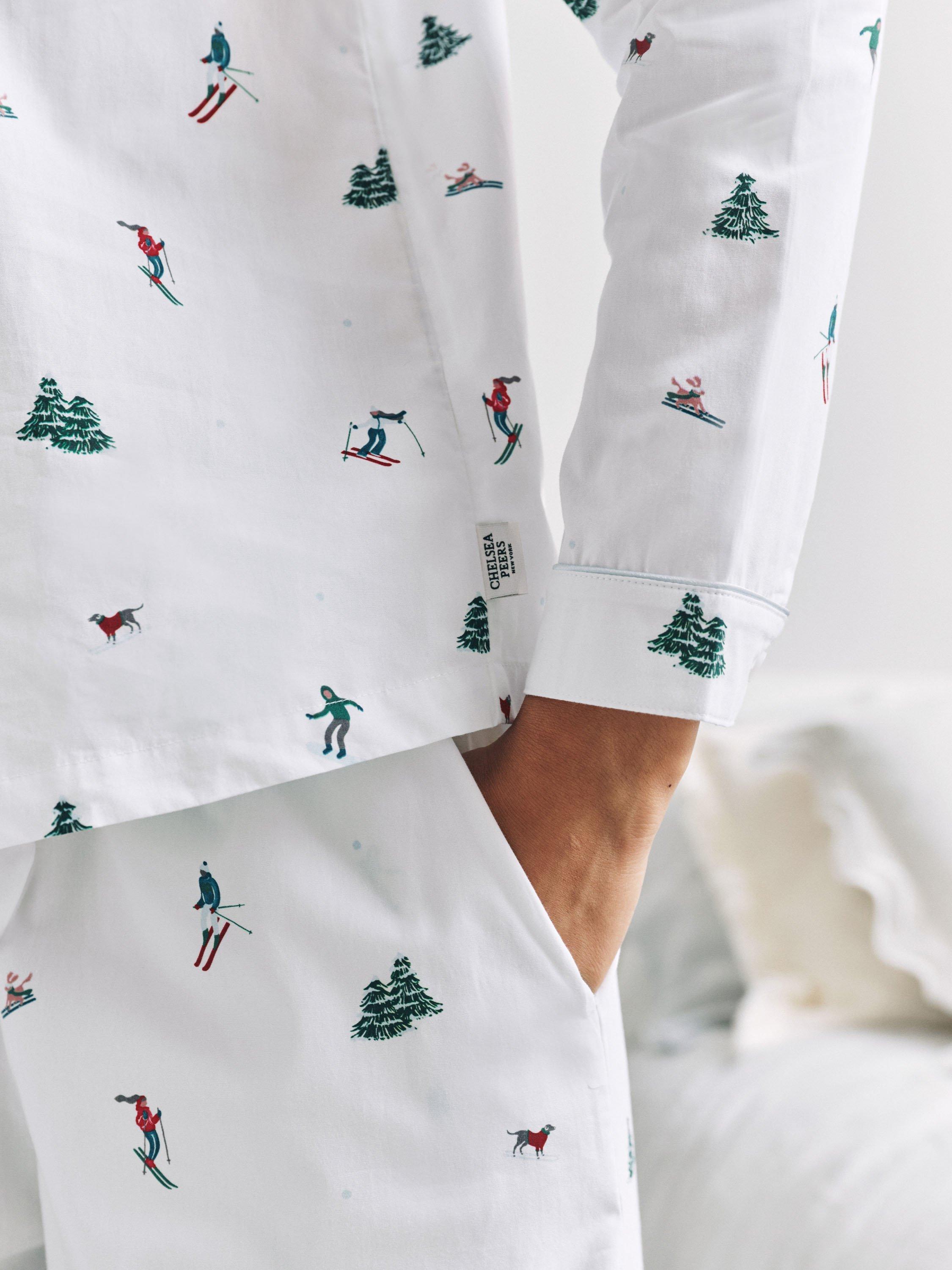 Product image 7 of 7, which shows Chelsea Peers Ski Holiday Button Through Long Pyjama Set, White, 10