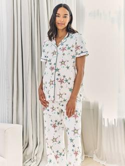 Chelsea Peers Stars Button Through Long Maternity Pyjama Set, Off White - view 2, Off White